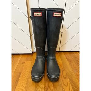 Hunter Women’s 9 Cloudy Black Charcoal Original Tall Rainboots Fall Rainy Preppy